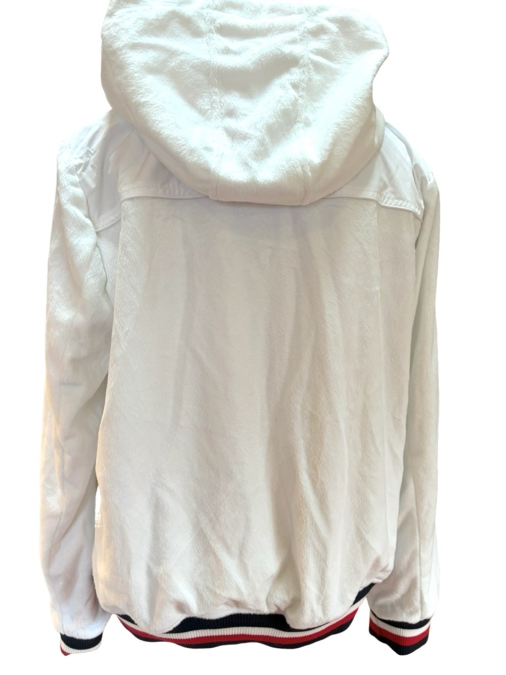 Tommy Hilfiger Reversible Jacket White Fleece & Nylon Hooded Zip Logo NWT Medium - Picture 9 of 9